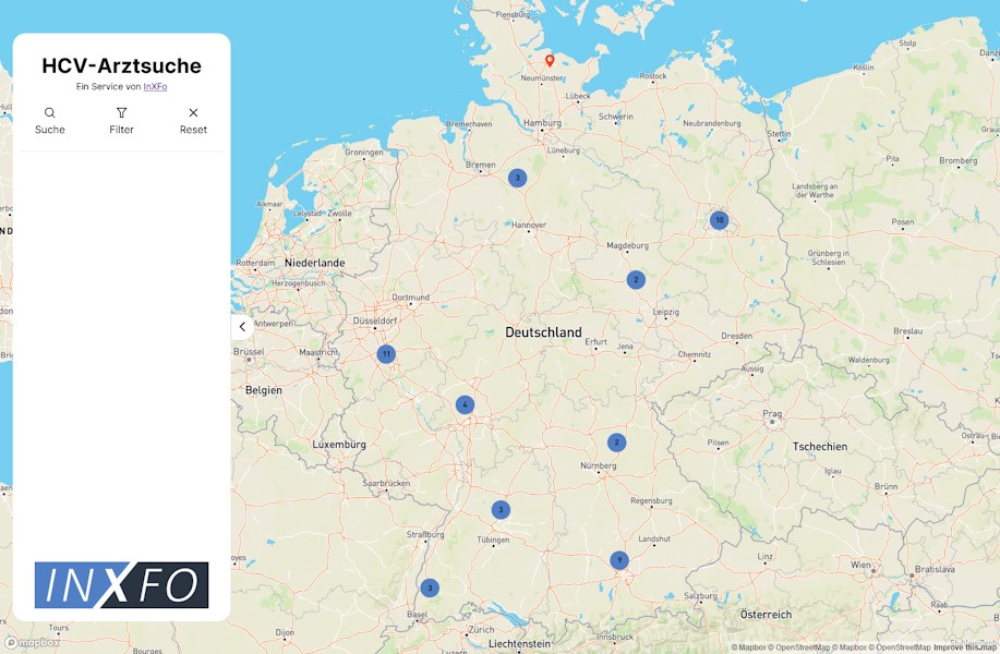 Screenshot InXFo Arztsuche
