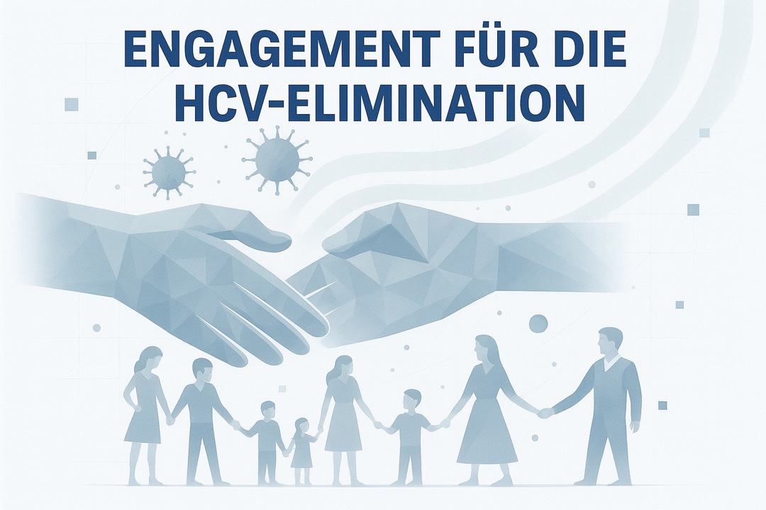 Symbolische Darstellung gemeinsamer Anstrengungen zur HCV-Elimination durch Zusammenhalt.  