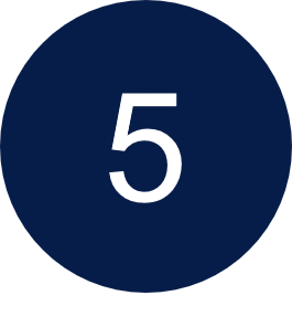 a blue circle with a number 5