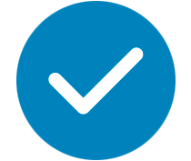 blå cirkel med ett vitt check tecken i