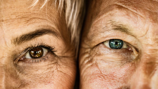 a womens left eye and a mans right eye